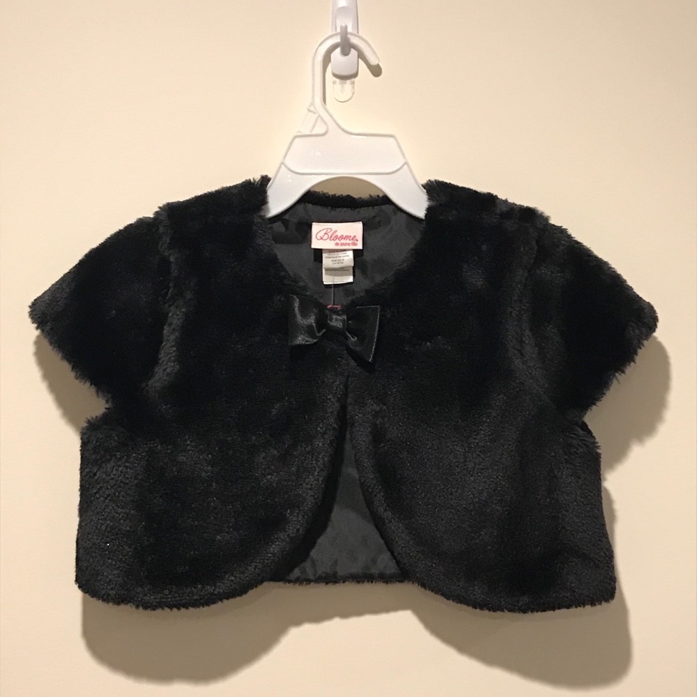 Bloome Girls Black Faux Fur Cropped Sweater
